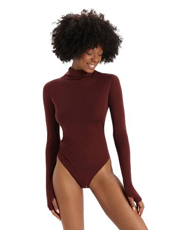 Dámské Spodní Prádlo Icebreaker Merino Queens Long Sleeve High Neck Bodysuit Červené | CZ 1247JPQJ